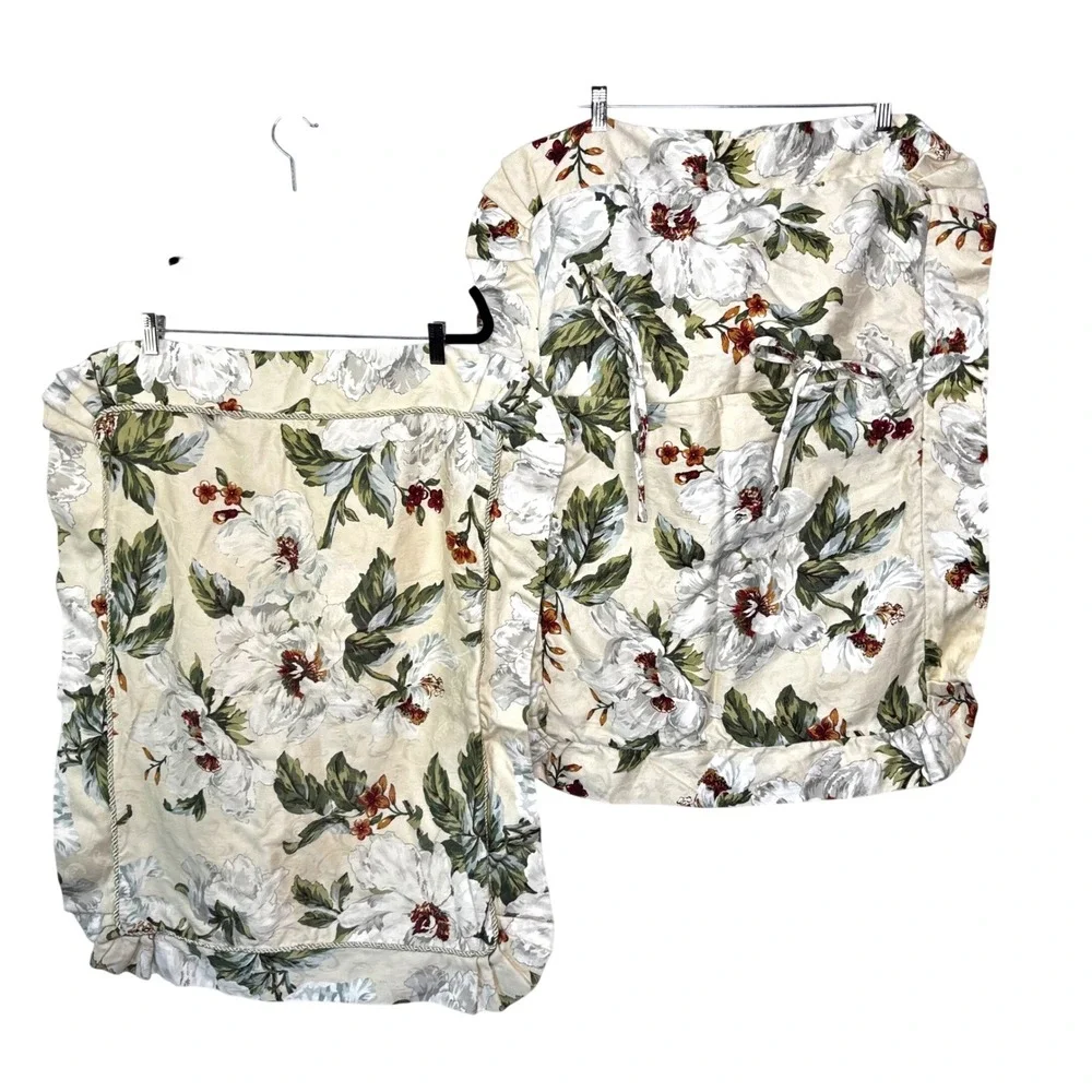 Waverly Garden Room Floral Pillow Shams Cotton Ruffle‎ Cord Edge 20x26 Set of 2